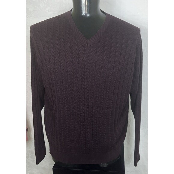Talbot Men Pullover Sweater V-Neck Mercerized PPima Cotton Purple Size Large - Picture 1 of 9